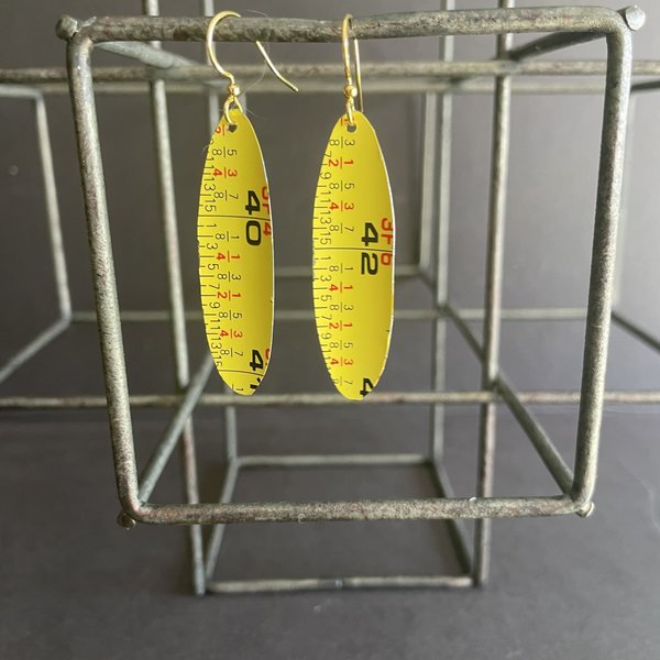 40" Tape Measure Tin Earrings