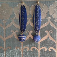 Blue Filigree Tin Earrings
