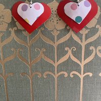 Polka Dot Heart Tin Earrings