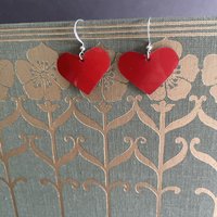 Red Little Heart Tin Earrings