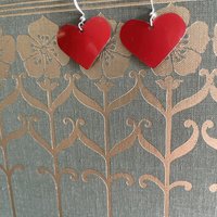 Red Little Heart Tin Earrings