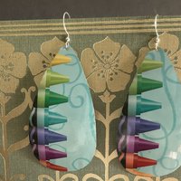 Teal Crayon Tin Earrings