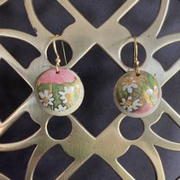 Nested Pansies Ecru A Tin Earrings