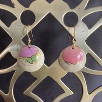 Nested Pansies Ecru B Tin Earrings