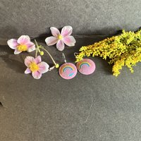 Rainbow Pencil Case Tin Earrings