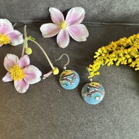 Nested Blue Paisley Candle Tin Earrings