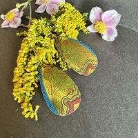 Flower Outlines Large Tear Shiny Tin Earrings