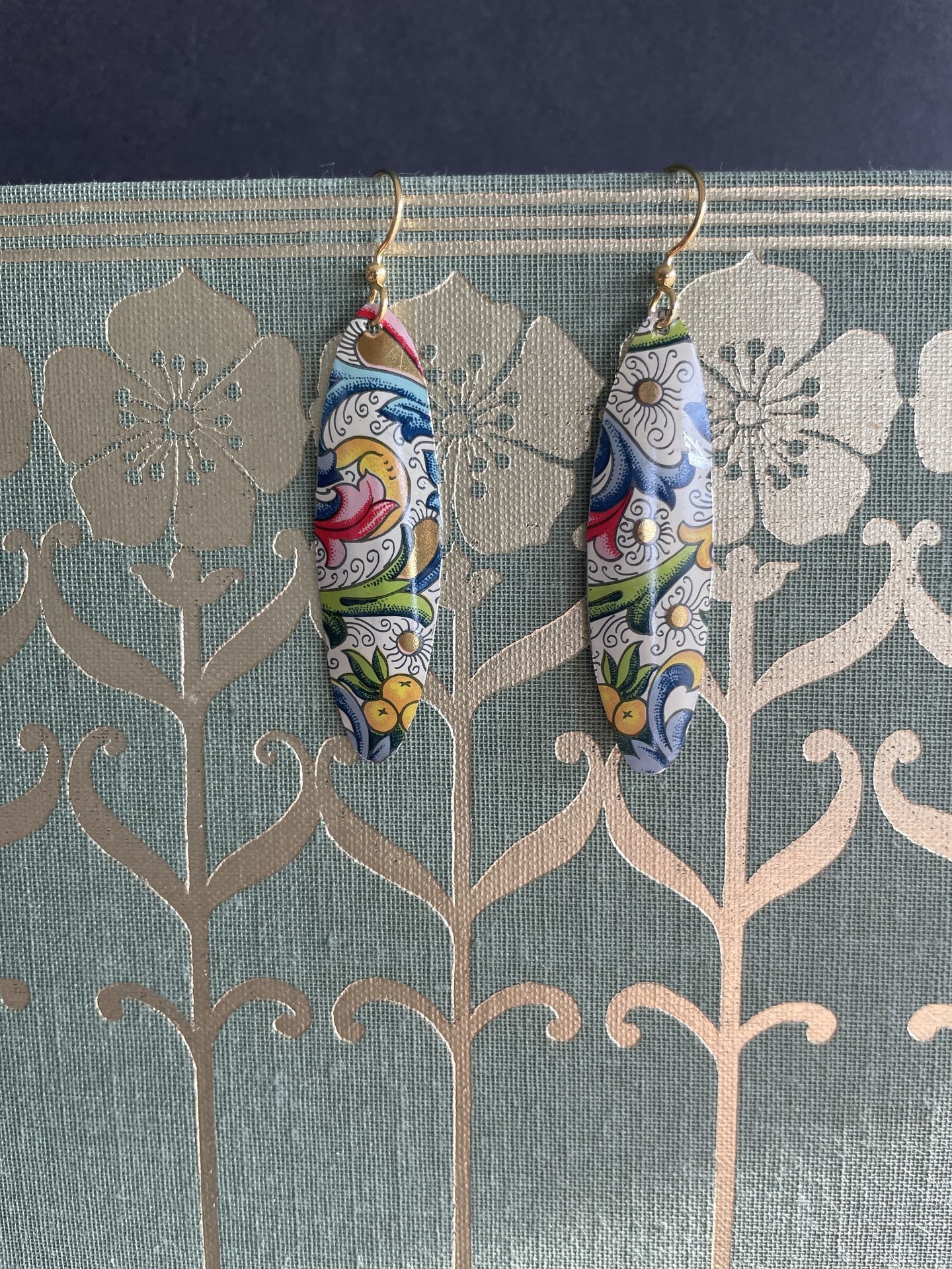 Long Oval Florentine Tin Earrings