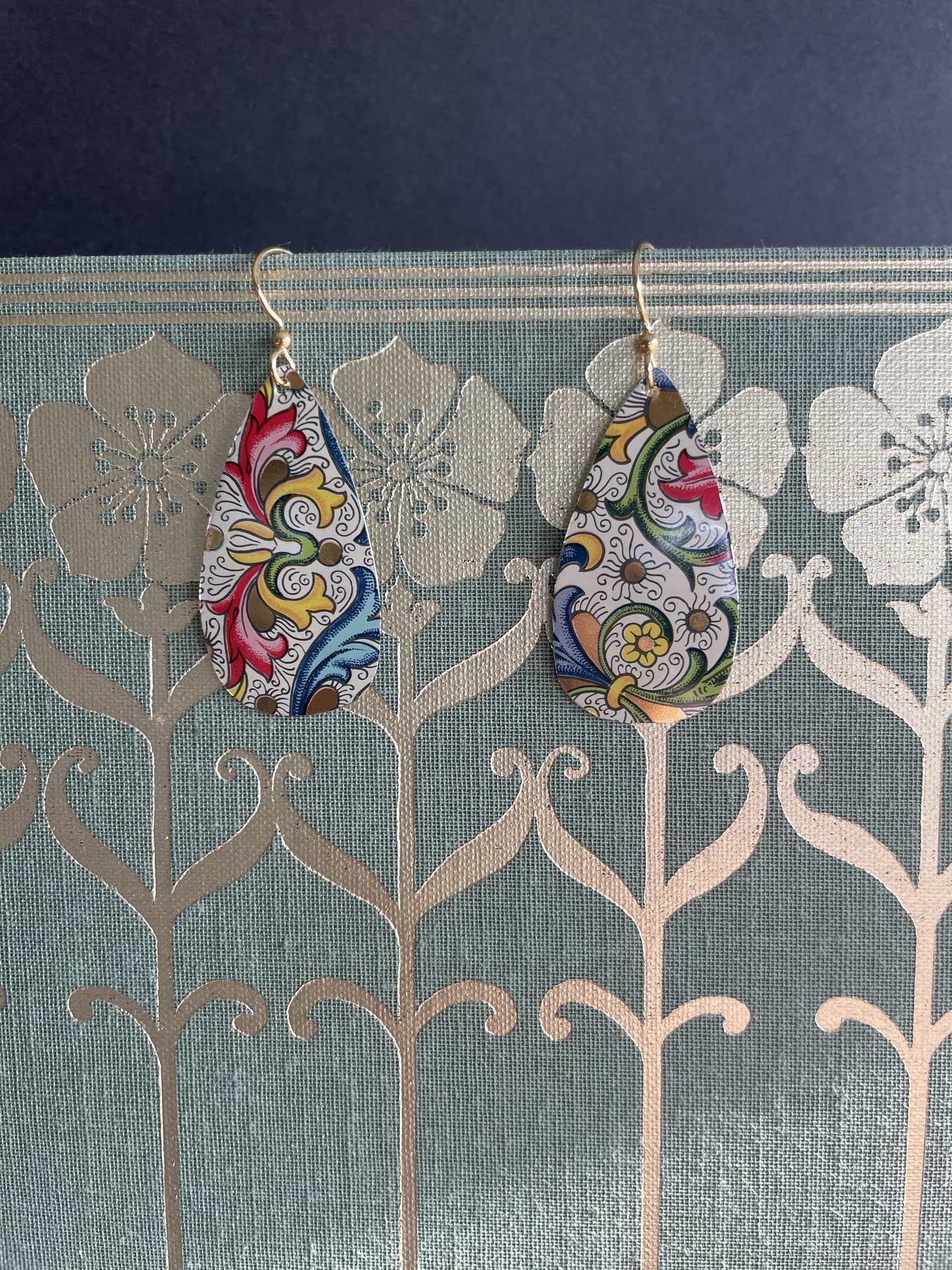 Teardrop Florentine Tin Earrings