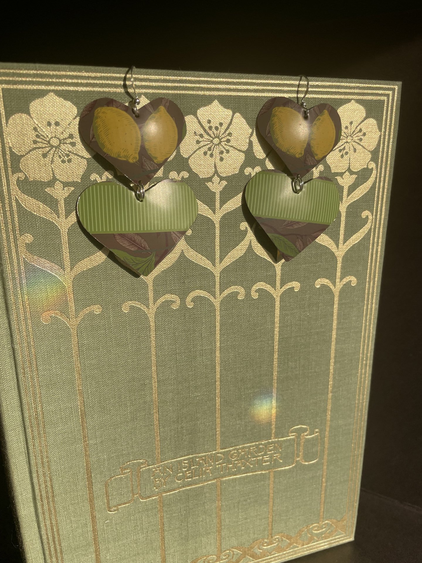 Lemon Double Heart Tin Earrings