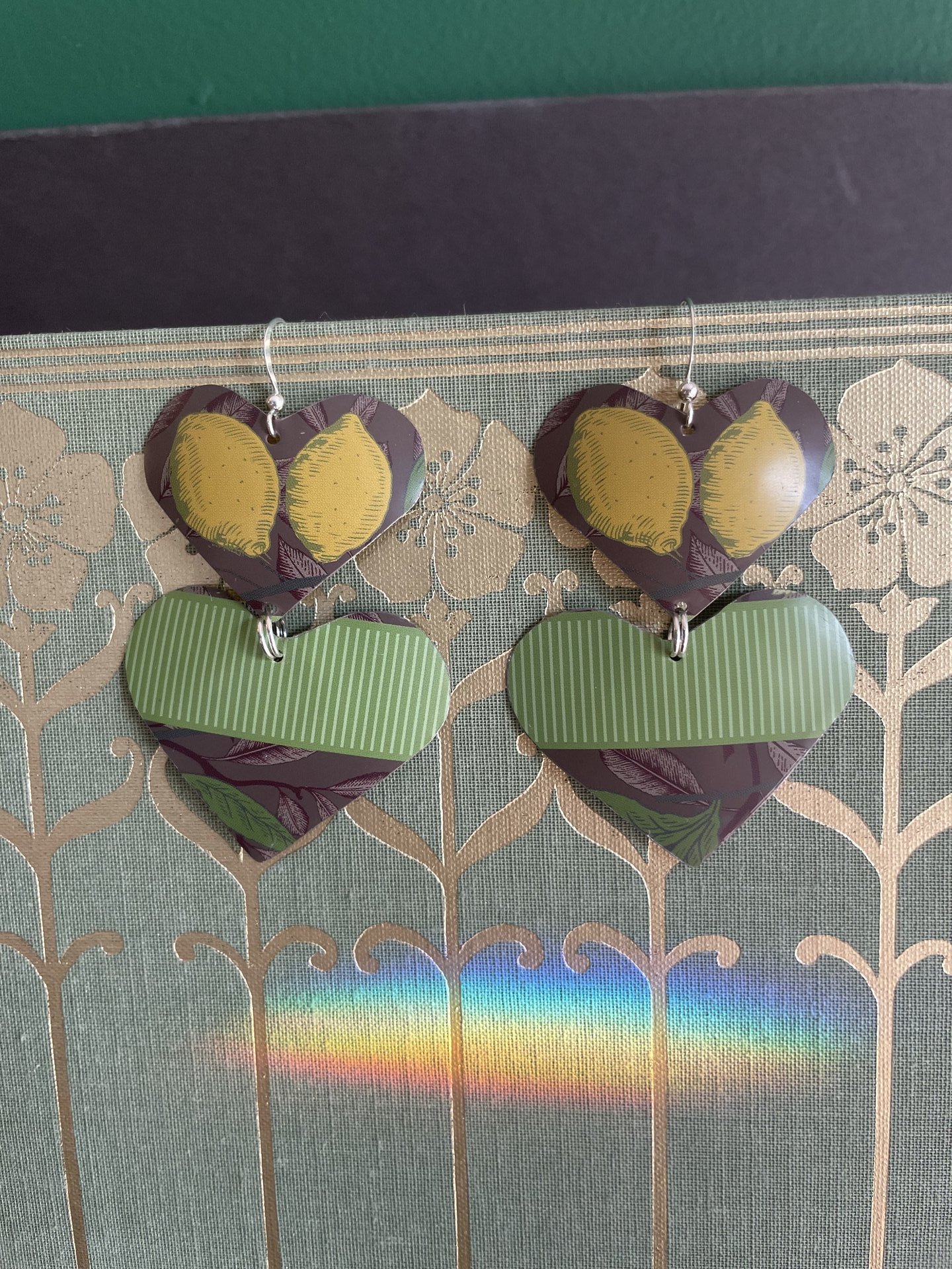 Lemon Double Heart Tin Earrings