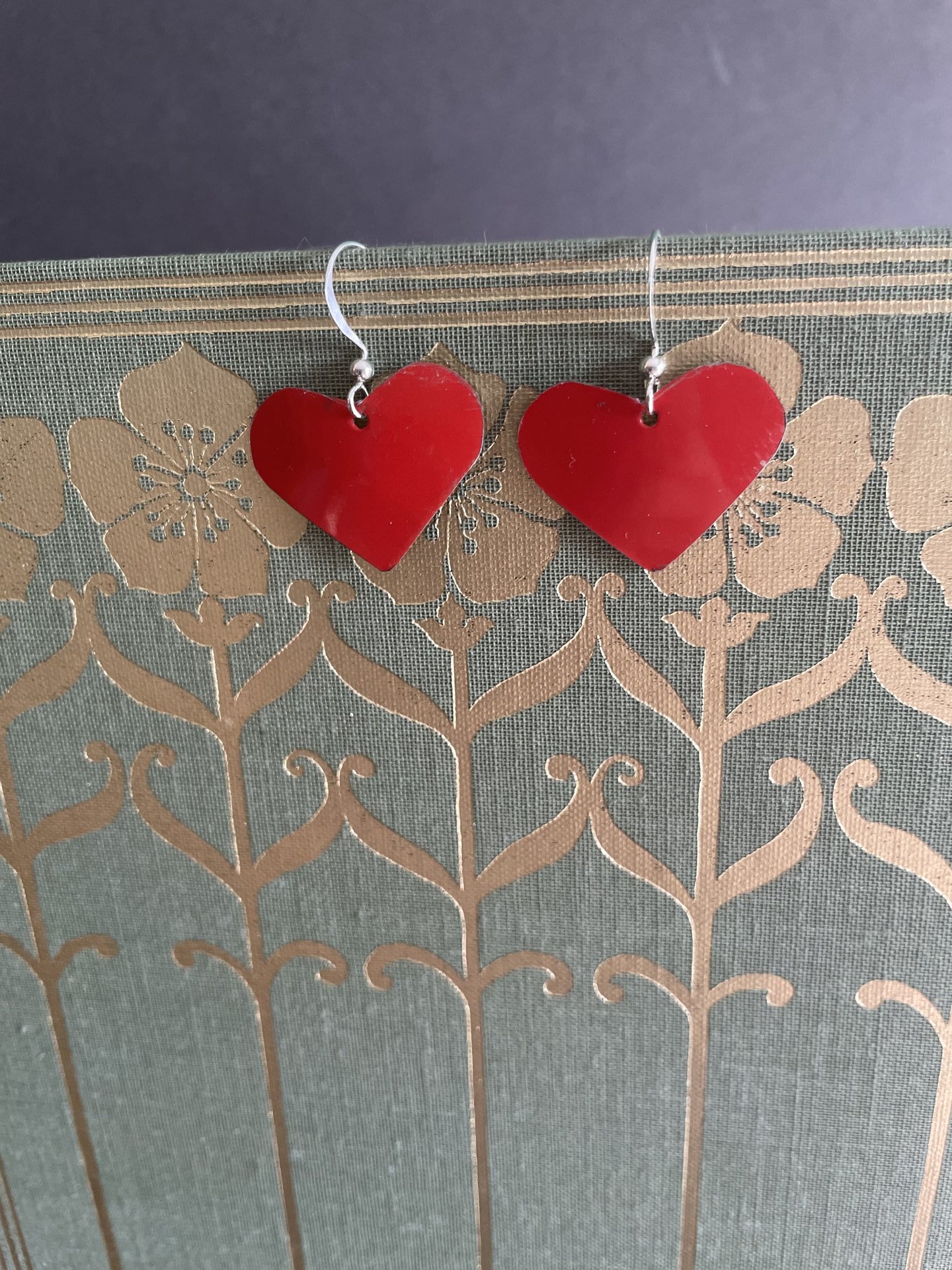 Red Little Heart Tin Earrings