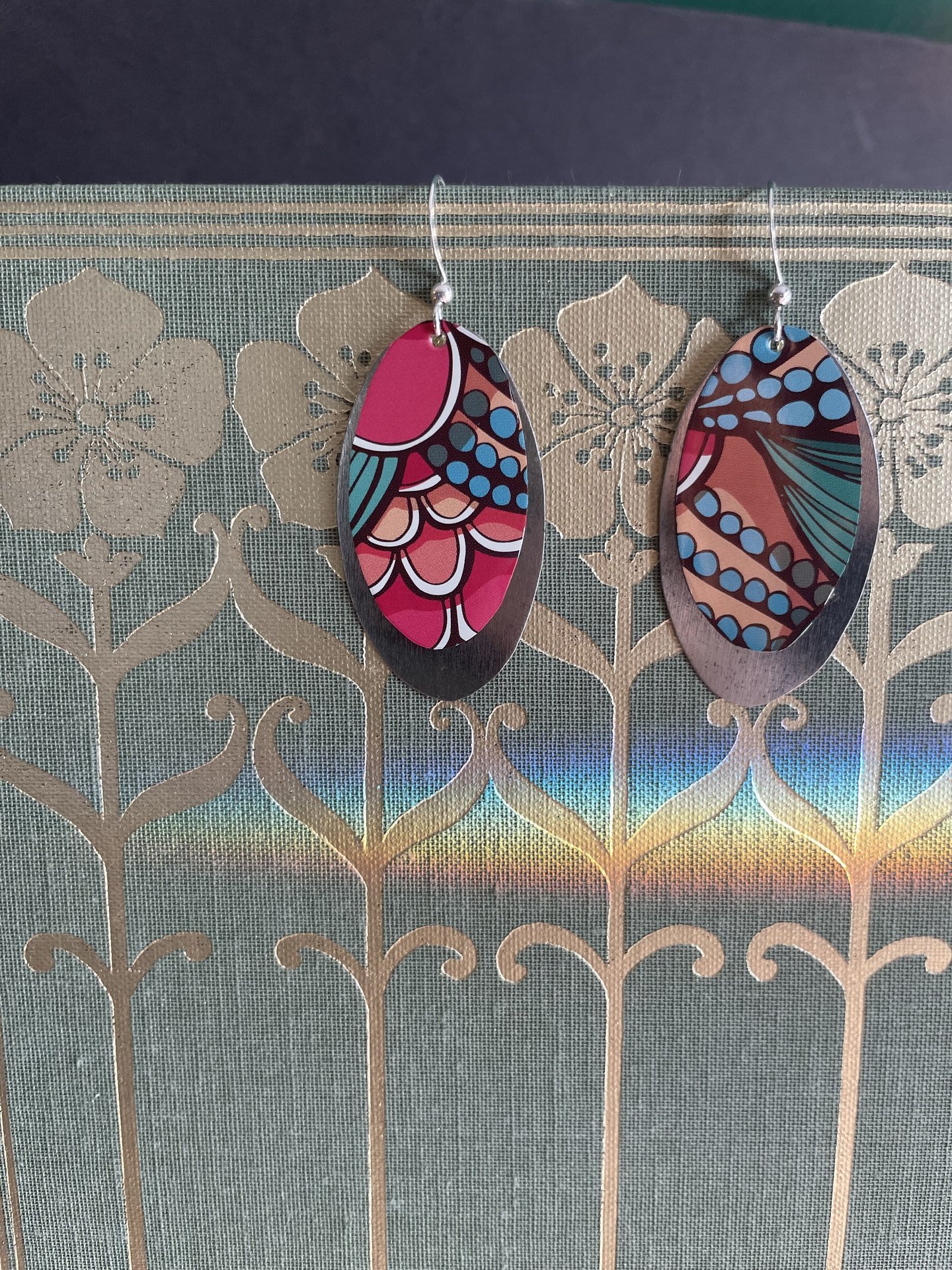 Oval Abstract Fruit Tin Earring