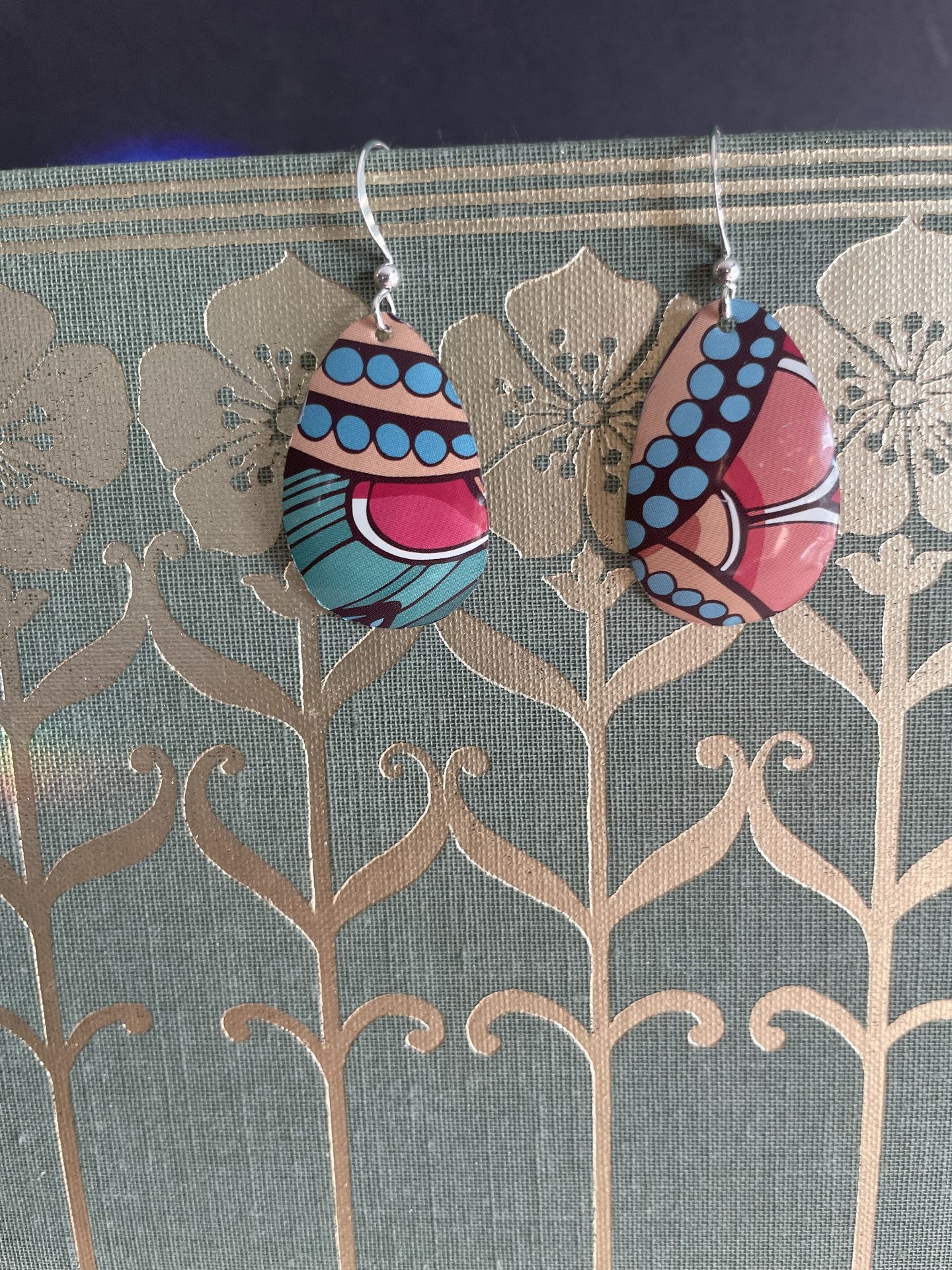 Squat Teardrop Abstract Fruit Tin Earring