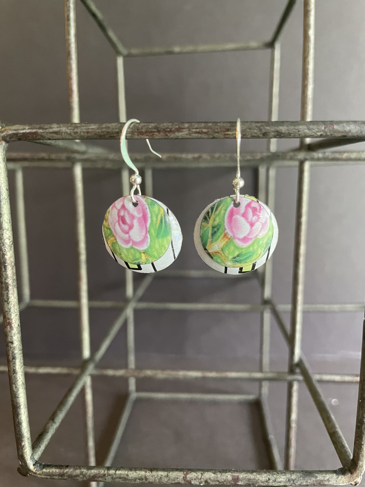 Nested B Easter Egg Tin Earrings