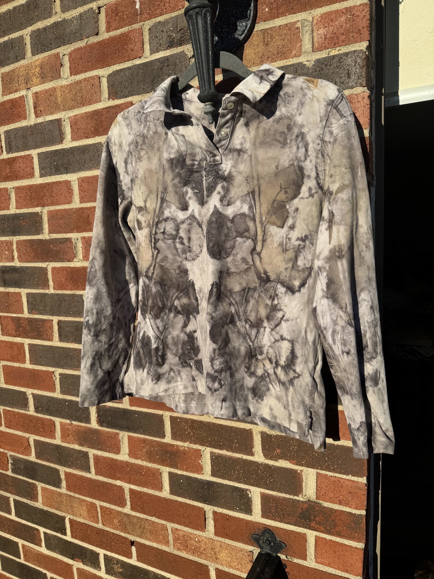 Land's End S Ecoprinted Longsleeve Polo Shirt