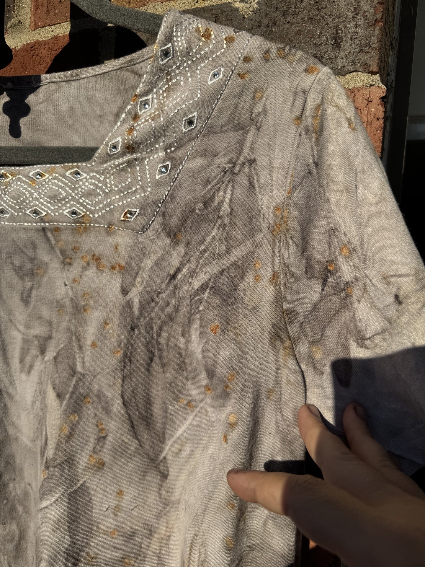 S Embellished Ecoprinted Shirt