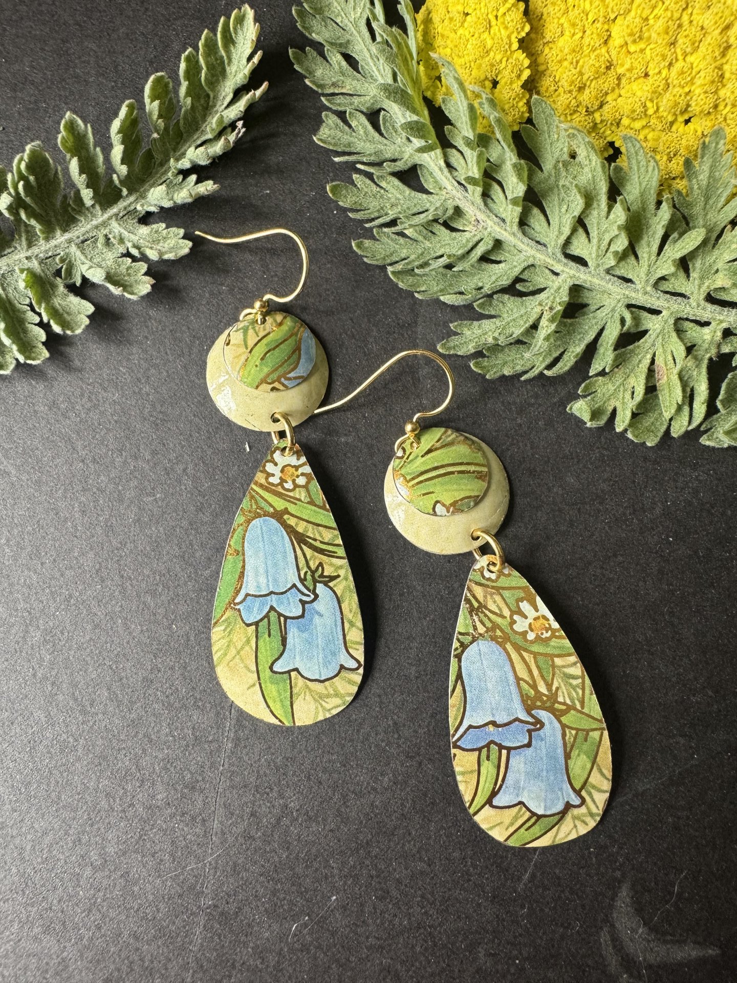 Drooping Bluebell Tin Earrings