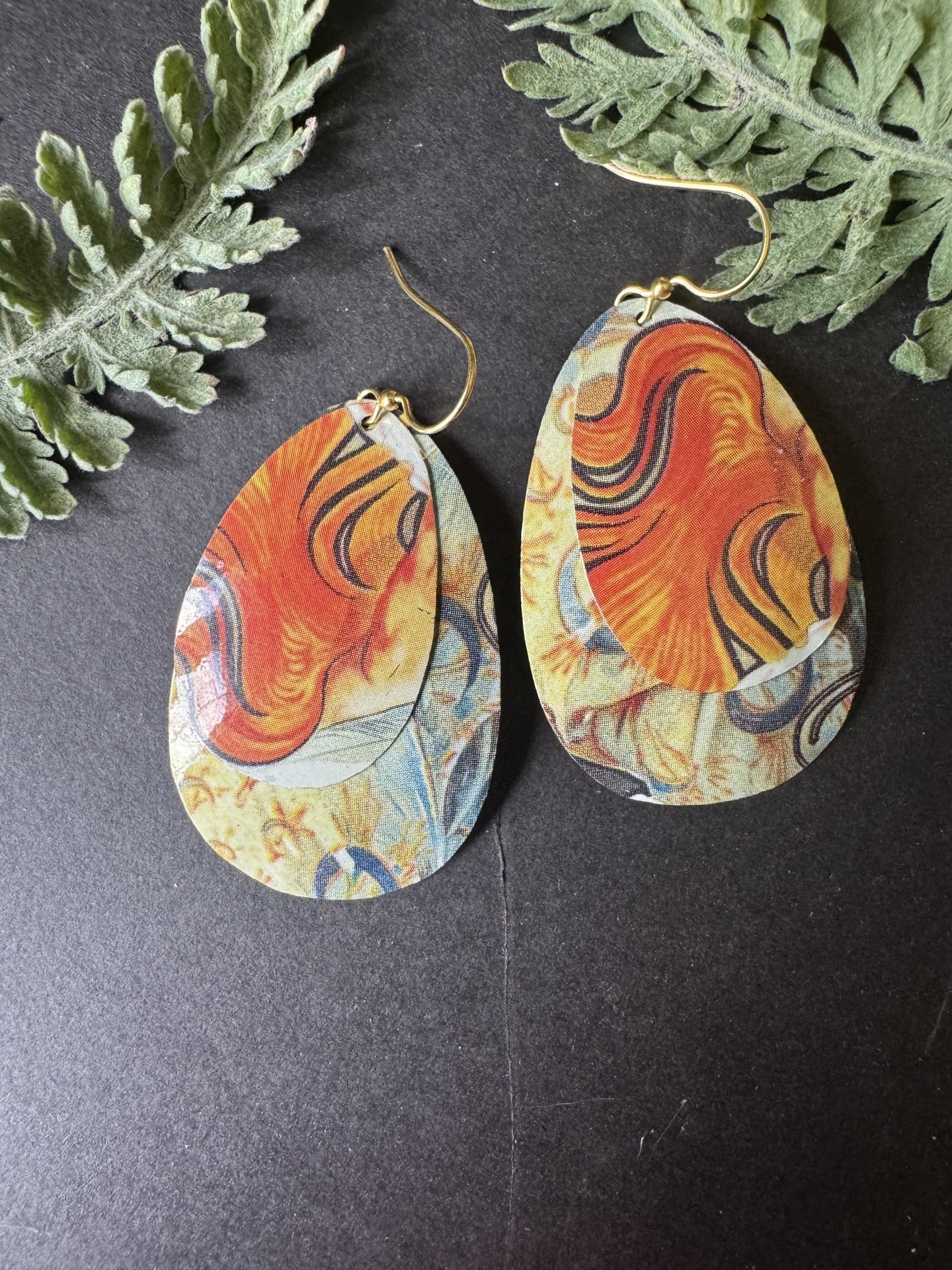 Red Hair Nested Lefèvre Tin Earrings