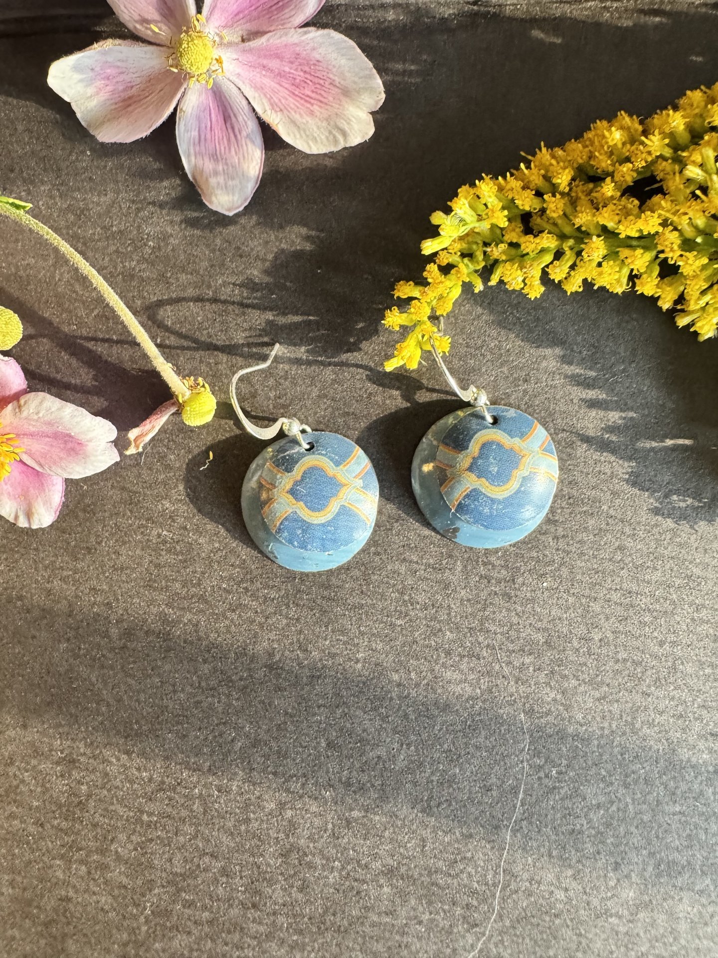 Blue Design Nested Tin Earrings