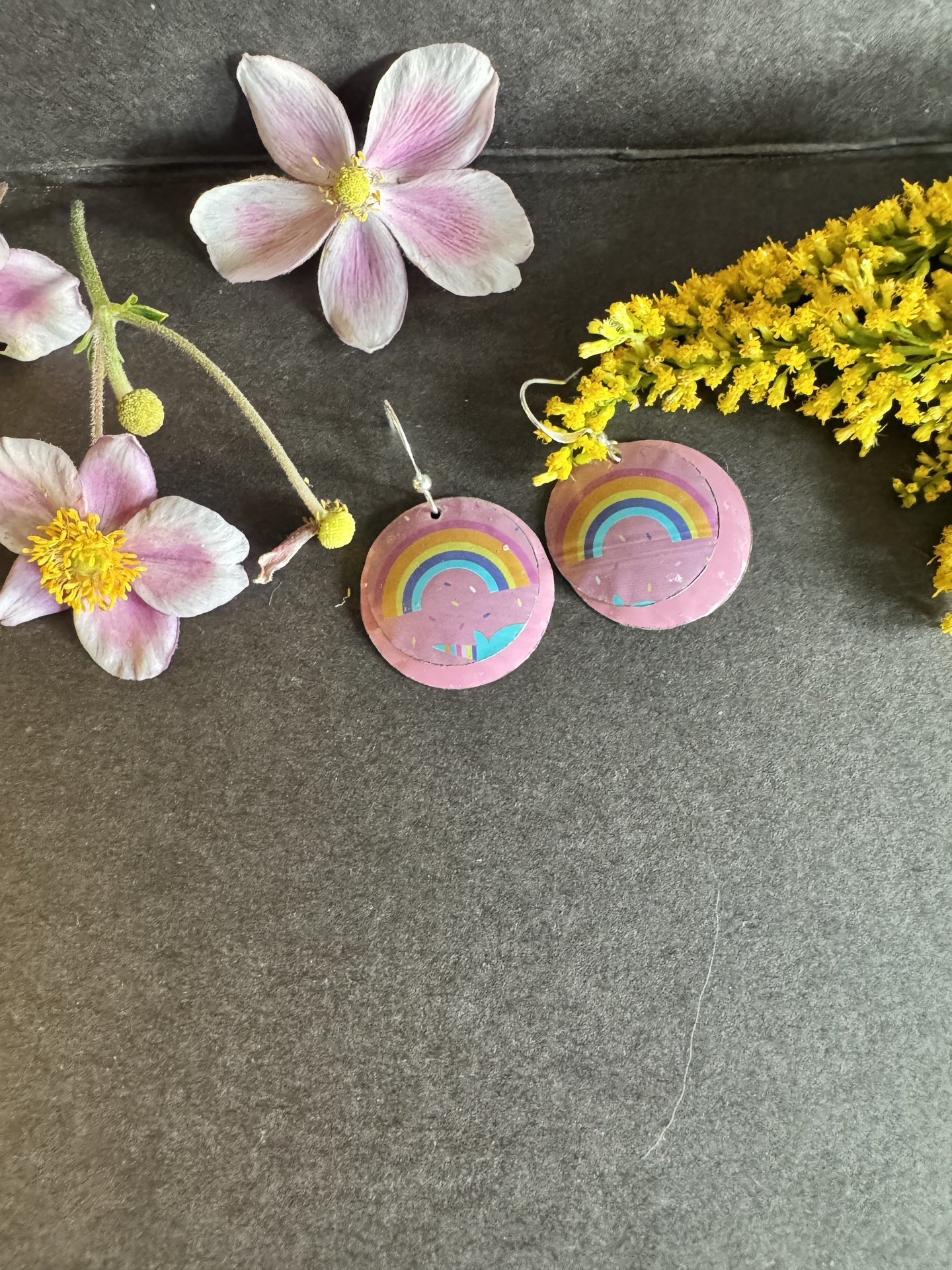 Rainbow Pencil Case Tin Earrings