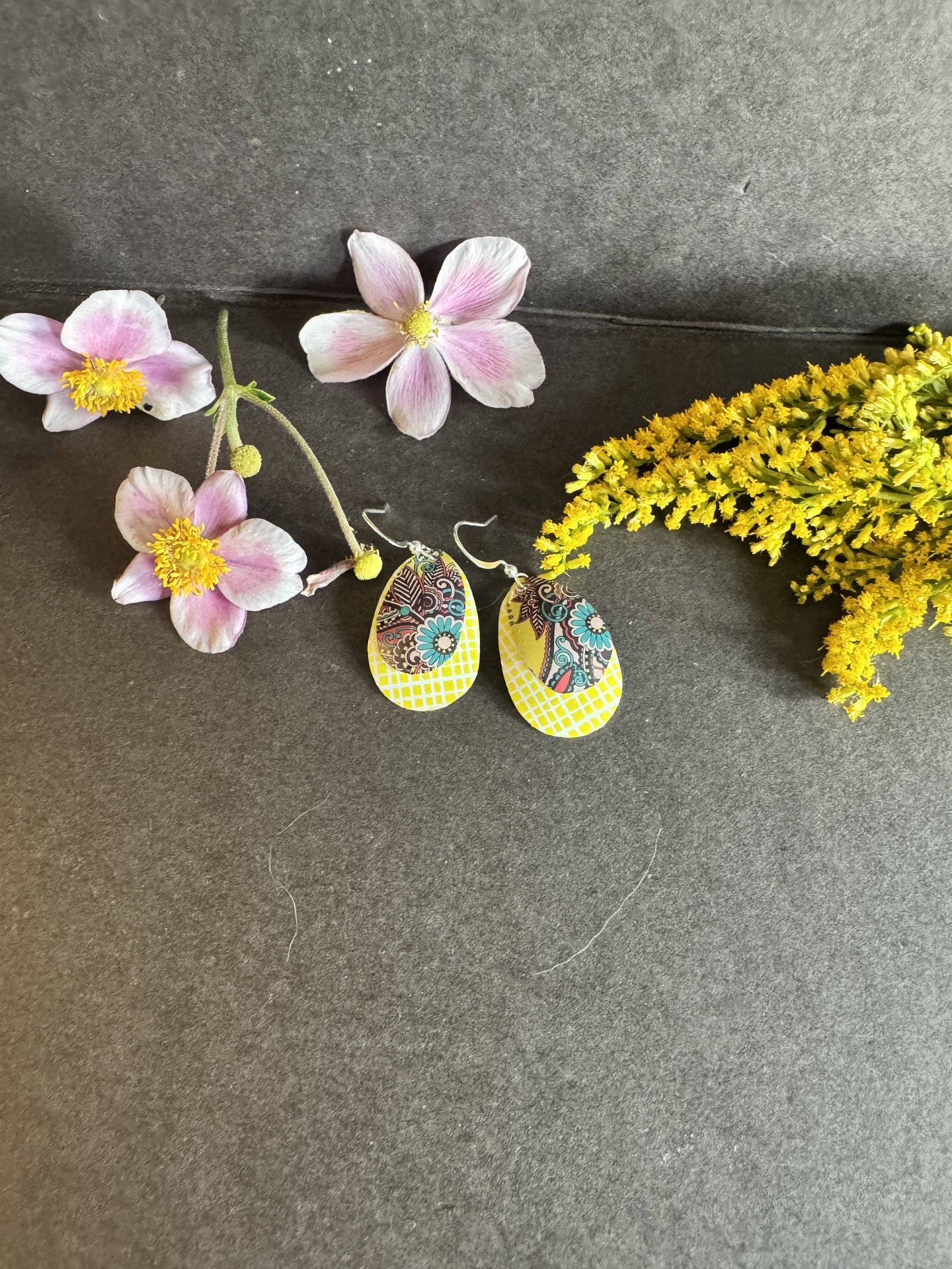 Yellow Tear Paisley Candle Tin Earrings