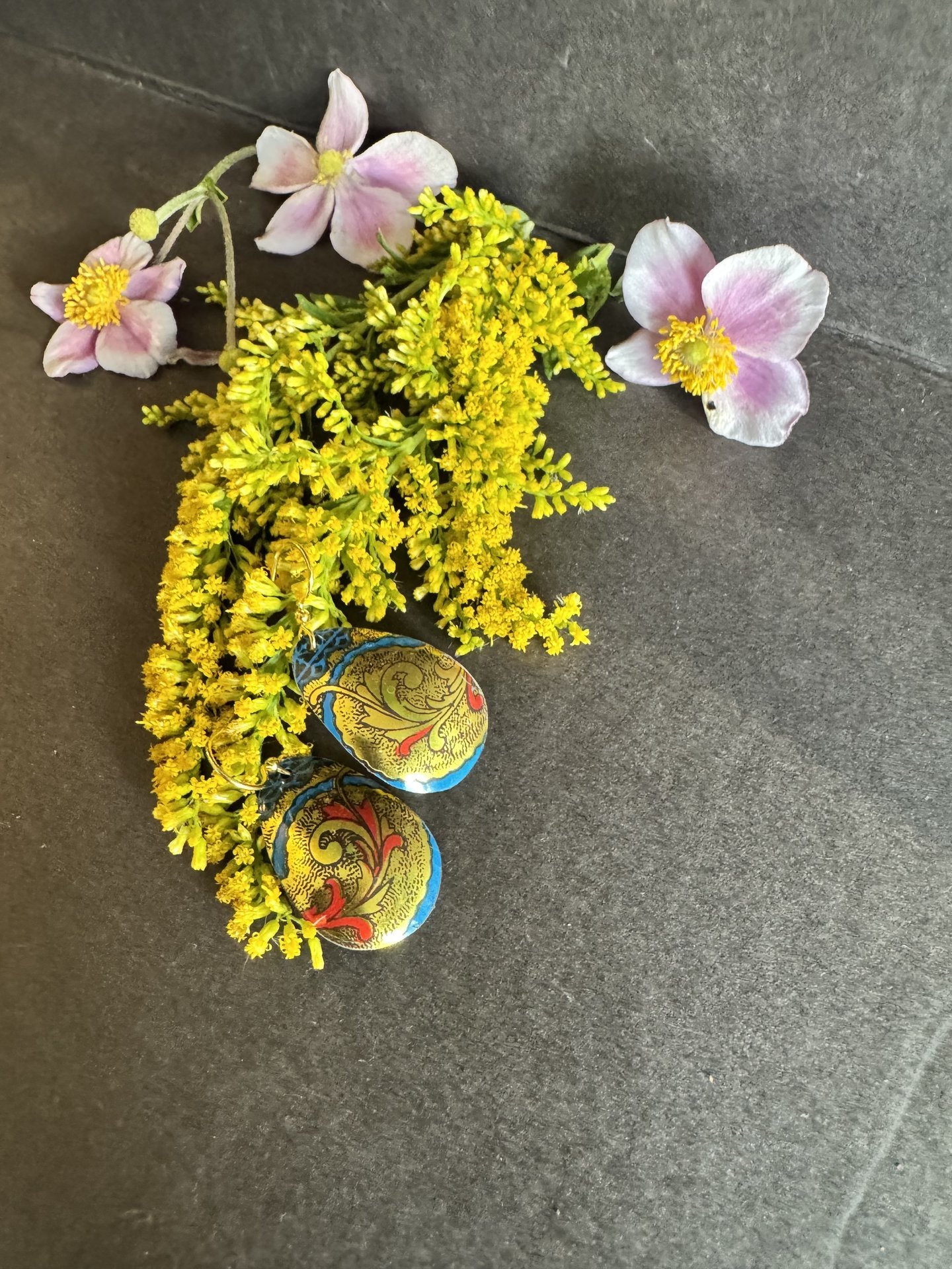 Illuminated Circle in Tear Shiny Tin Earrings