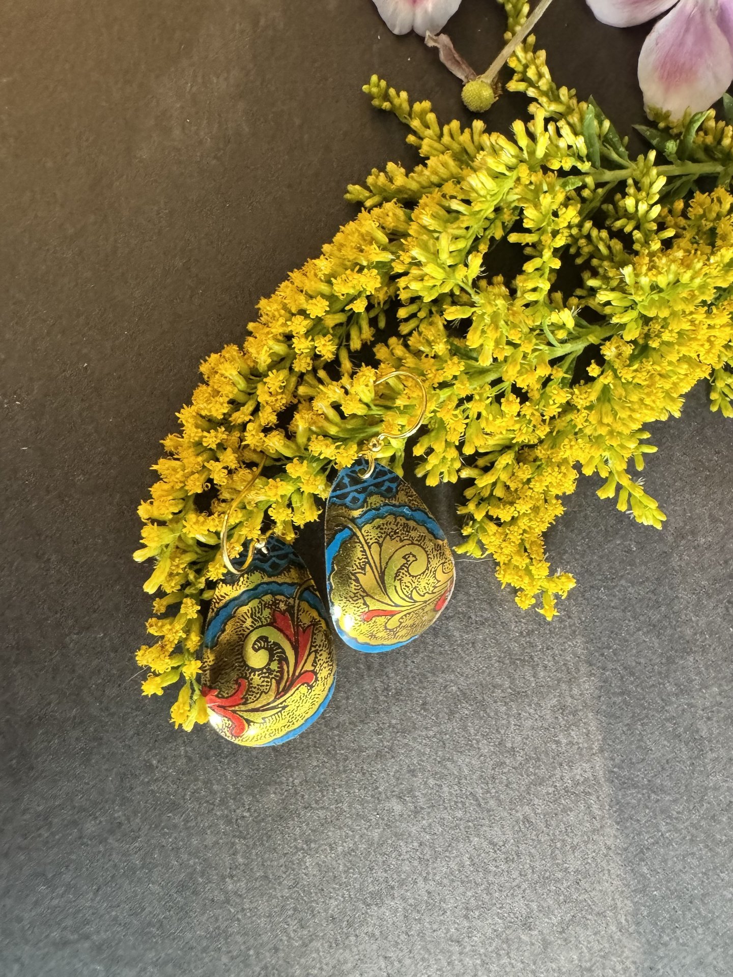 Illuminated Circle in Tear Shiny Tin Earrings