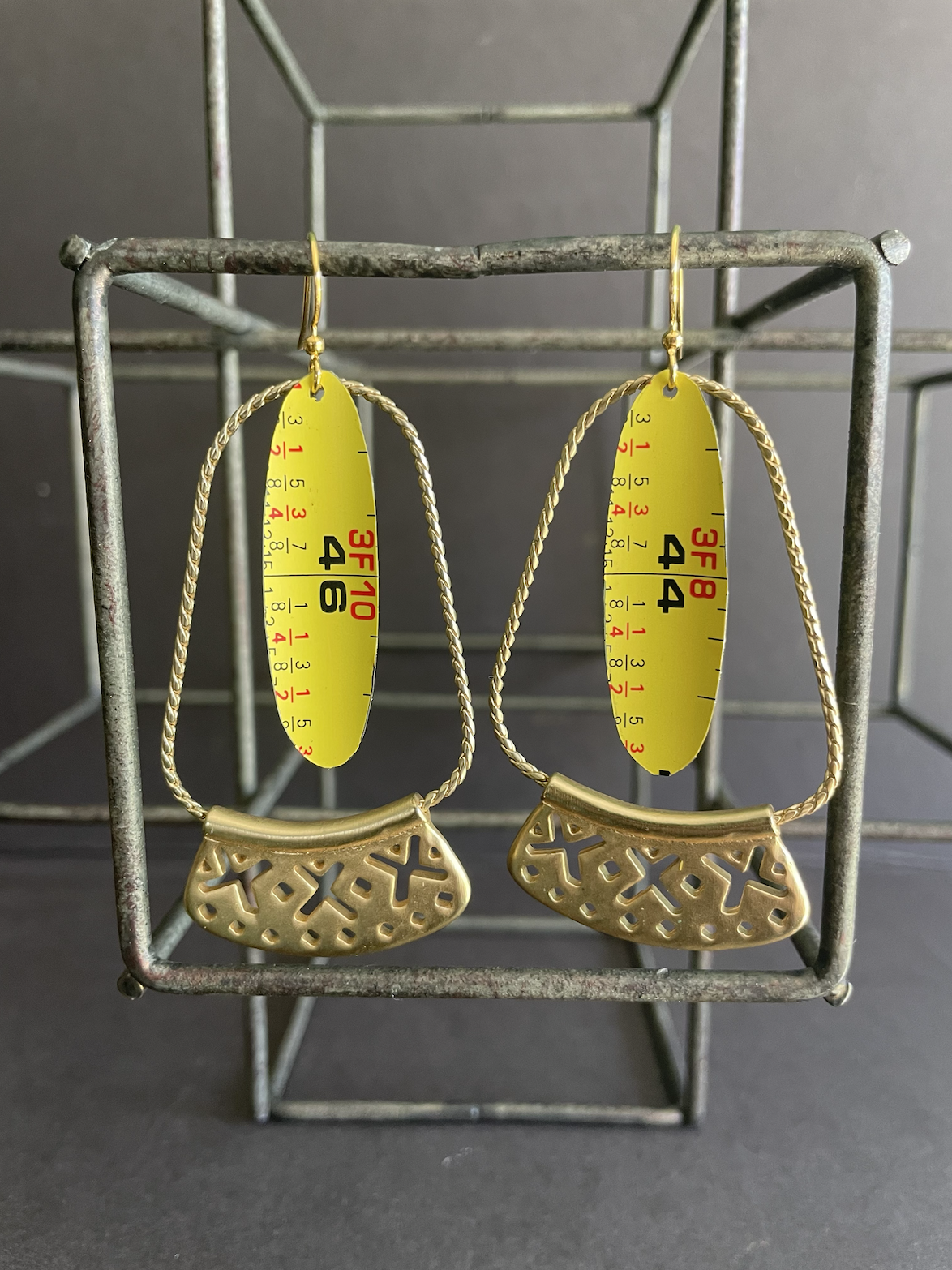 44" Tape Measure Tin Earrings