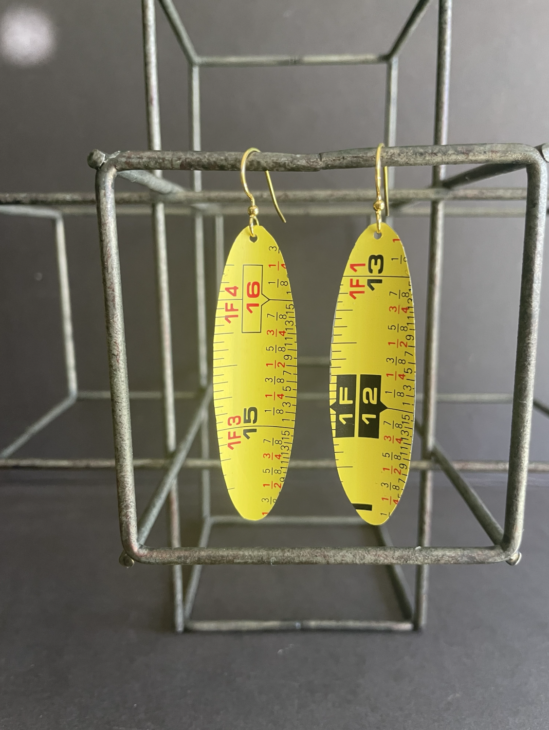 1F Tape Measure Tin Earrings