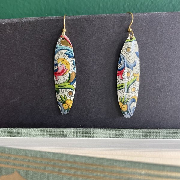 Long Oval Florentine Tin Earrings