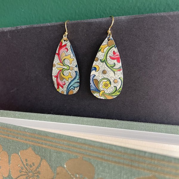 Teardrop Florentine Tin Earrings