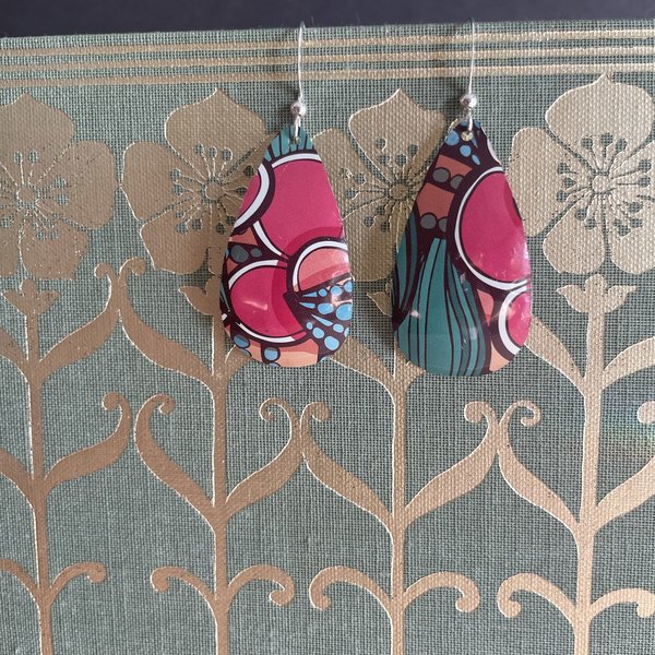 Teardrop Abstract Fruit Tin Earring