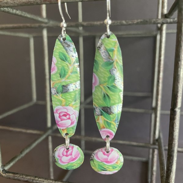 Long Easter Egg Tin Earrings