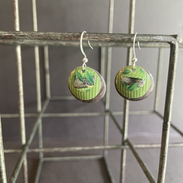 Nested Easter Egg Lemon Tin Earrings