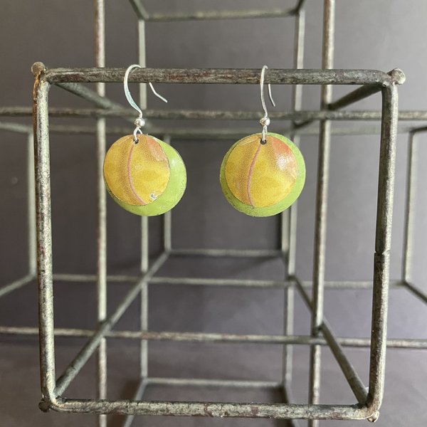 Nested Yellow Green Tin Earrings