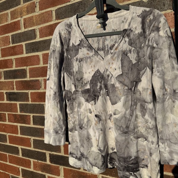 Jones NewYork XL 3/4 Sleeve V-Neck Ecoprinted Shirt