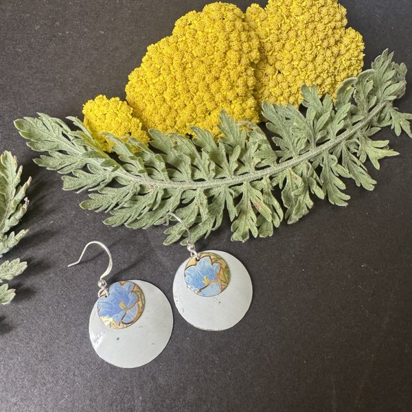 Nested White Bluebell Tin Earrings