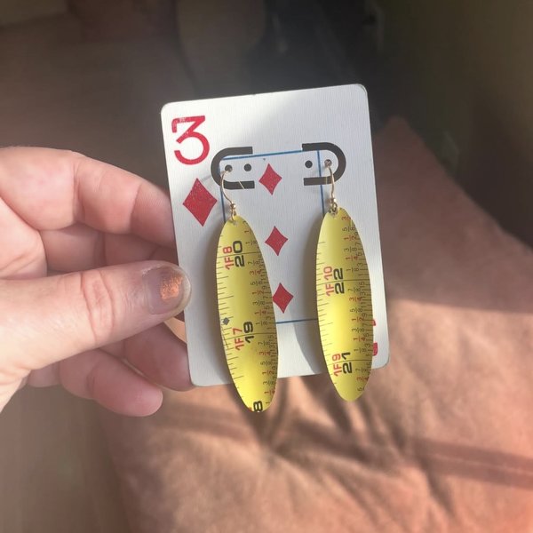 19" Tape Measure Tin Earrings