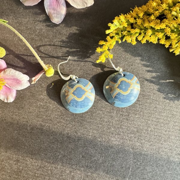 Blue Design Nested Tin Earrings